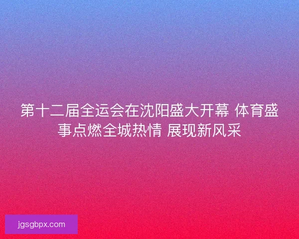 第十二届全运会在沈阳盛大开幕 体育盛事点燃全城热情 展现新风采